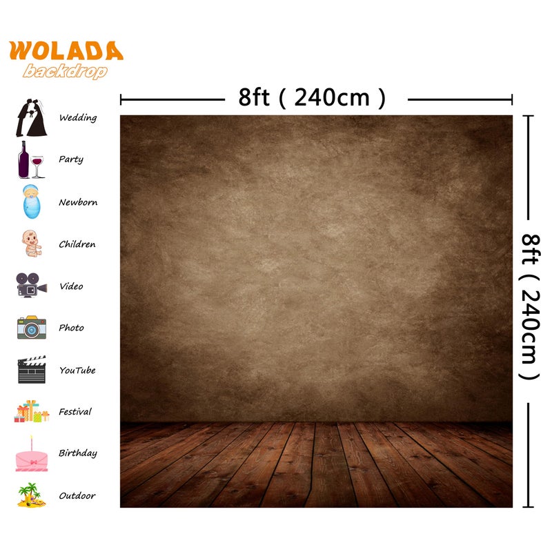 WOLADA Vintage Abstract Brown Portrait Backdrop Brown Backdrops for Photoshoot 5x7FT 10702 - Image 5