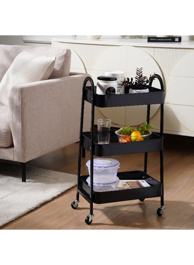 Pan Home عربة مطبخ كازو 3 طبقات 41X30.5X76 سم - أسود - Image 2