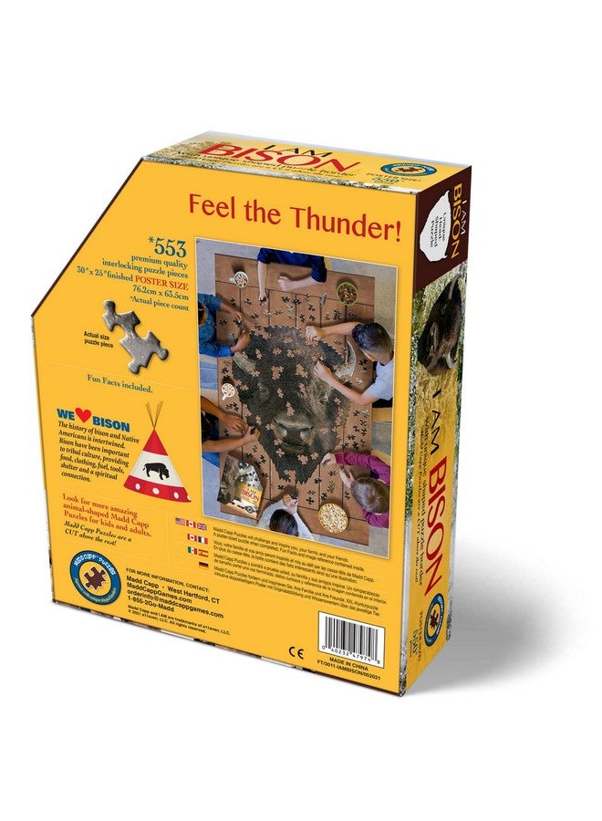 Madd Capp Bison 550 Piece Jigsaw Puzzle For Ages 10 And Up 3011 Unique Animalshaped Border Poster Size Challenging Random Cut Fivesided Box Fits On Bookshelf Includes Educational Fun Facts - Image 4