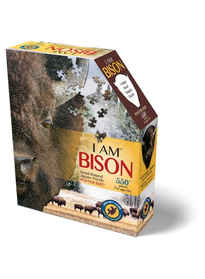 Madd Capp Bison 550 Piece Jigsaw Puzzle For Ages 10 And Up 3011 Unique Animalshaped Border Poster Size Challenging Random Cut Fivesided Box Fits On Bookshelf Includes Educational Fun Facts - Image 3
