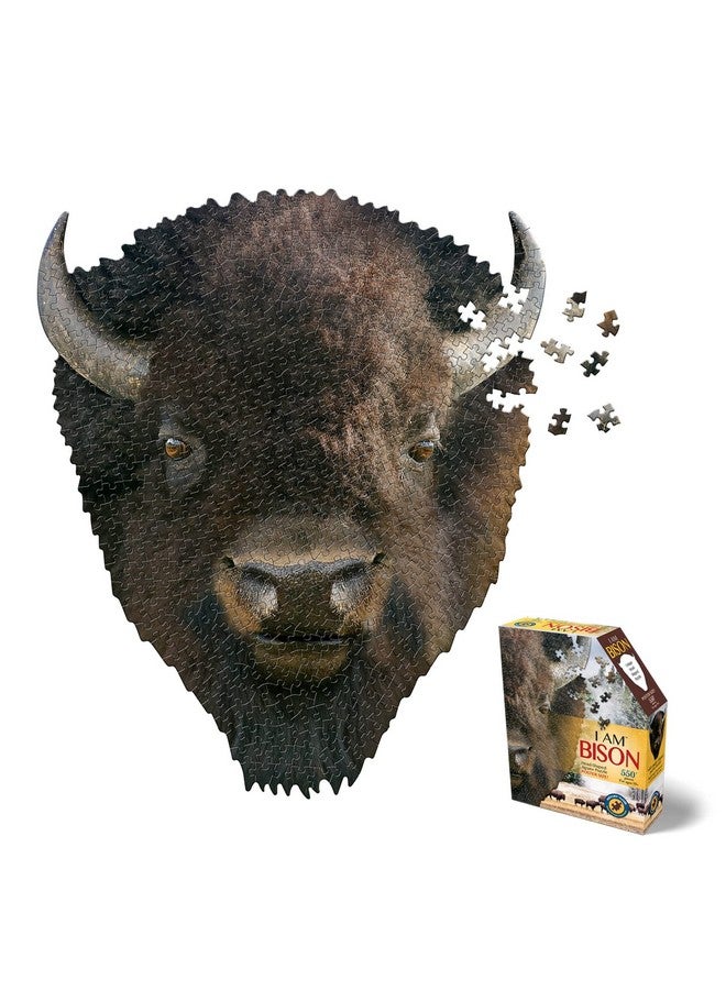 Madd Capp Bison 550 Piece Jigsaw Puzzle For Ages 10 And Up 3011 Unique Animalshaped Border Poster Size Challenging Random Cut Fivesided Box Fits On Bookshelf Includes Educational Fun Facts - Image 2