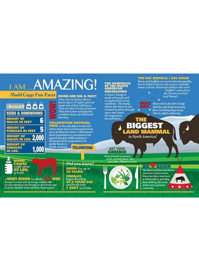 Madd Capp Bison 550 Piece Jigsaw Puzzle For Ages 10 And Up 3011 Unique Animalshaped Border Poster Size Challenging Random Cut Fivesided Box Fits On Bookshelf Includes Educational Fun Facts - Image 5