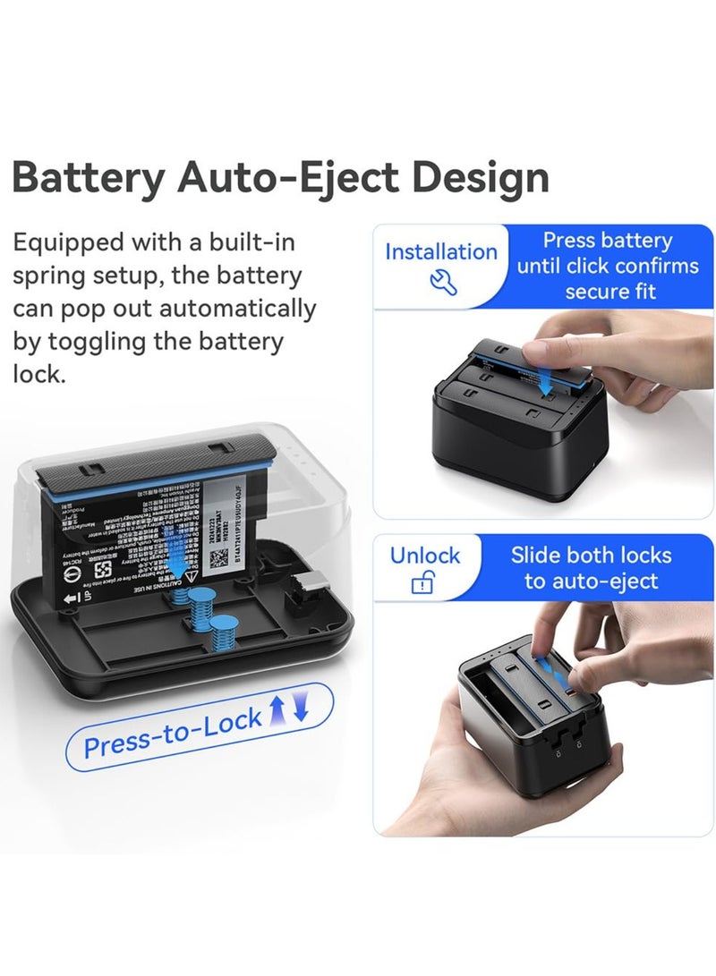 Battery Charger for Insta 360 x5,Charging Case for Insta 360 x5,Intelligent Fast Charging 3 Batteries at The Same Time,2 SD Card Slots, Automatic Pop-Up Design (Black)  - Image 4