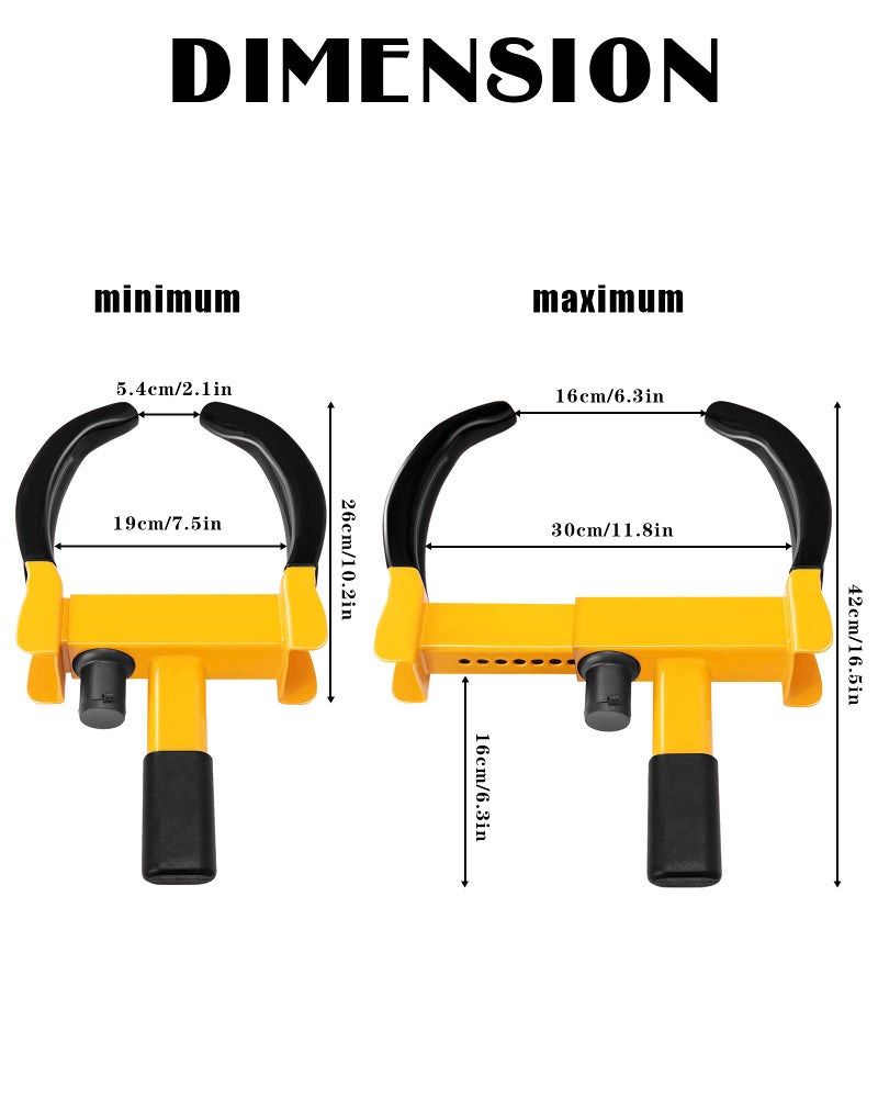 Tevlaphee Universal Wheel Lock Heavy Duty Security Trailer Wheel Lock Anti Theft Wheel Locks for Cars SUV Camper Motorcycle Trailer Great Deterrent Bright Color with 3 Keys (Red-Yellow) - Image 2