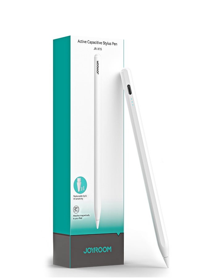 JOYROOM Active Digital Stylus Pen Pencil 2nd Generation iPad Pen,Featuring Zero Latency,Palm Rejection,Precise Touch Functionality,Anti-Jump Technology,and Tilt Sensitivity,For Apple iPad 2018 And Newer Versions White - Image 1