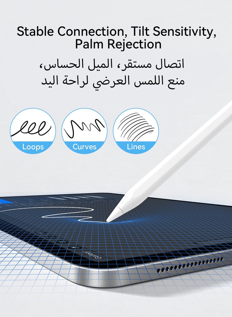 JOYROOM Active Digital Stylus Pen Pencil 2nd Generation iPad Pen,Featuring Zero Latency,Palm Rejection,Precise Touch Functionality,Anti-Jump Technology,and Tilt Sensitivity,For Apple iPad 2018 And Newer Versions White - Image 3