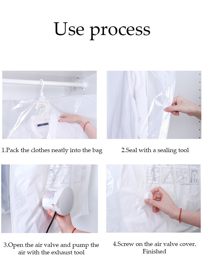 5 Pcs Hanging Vacuum Storage Bags，Vacuum Compressed Sealer Bags Reusable Organizer Bag，With Manual Air Pump,Used For Storing Clothes, Mattresses, Blankets, Bed Sheets(2 Large, 3 Medium)