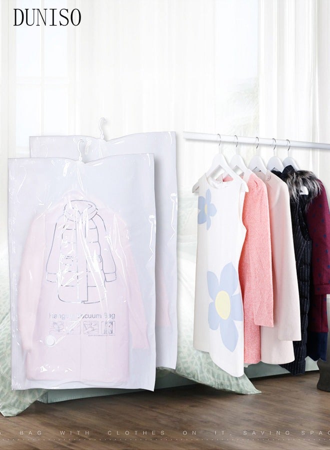 DUNISO 7 Pcs Hanging Vacuum Storage Bags,Reusable Vacuum Storage Bag with Hangers,Vacuum Seal Storage Bag With Manual Suction Pump,for Clothes, Mattress, Blanket, Duvets, Pillows, Quilt, Travel (3 Large, 3 Medium) - Image 2