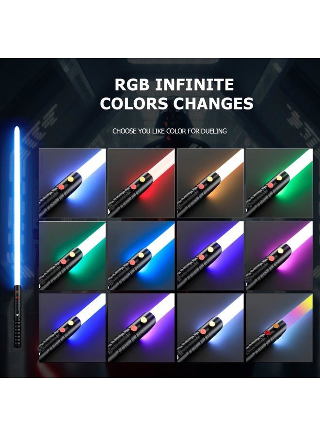 CVCBSER FX Dueling Lightsaber RGB 16 Colors Changeable Premium Aluminium Alloy Hilt Light Saber with 12 Mode Sound Force Toy (Black, Large, Over 12 Years Old, PC Blade, Metal Aluminum Hilt) - Image 2