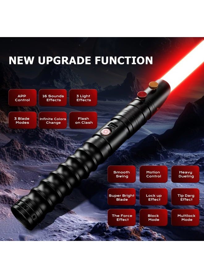 CVCBSER FX Dueling Lightsaber RGB 16 Colors Changeable Premium Aluminium Alloy Hilt Light Saber with 12 Mode Sound Force Toy (Black, Large, Over 12 Years Old, PC Blade, Metal Aluminum Hilt) - Image 3