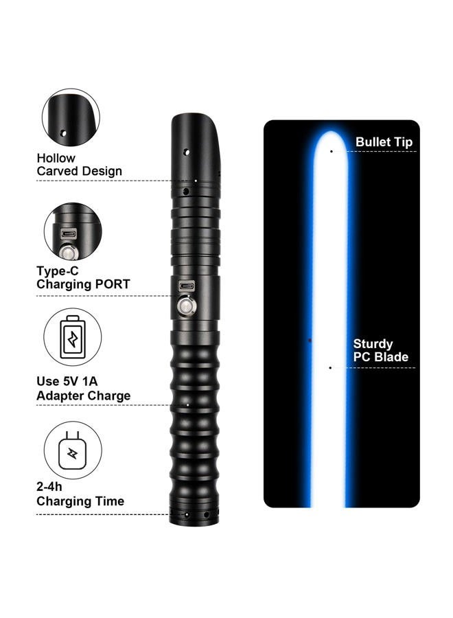 CVCBSER FX Dueling Lightsaber RGB 16 Colors Changeable Premium Aluminium Alloy Hilt Light Saber with 12 Mode Sound Force Toy (Black, Large, Over 12 Years Old, PC Blade, Metal Aluminum Hilt) - Image 4