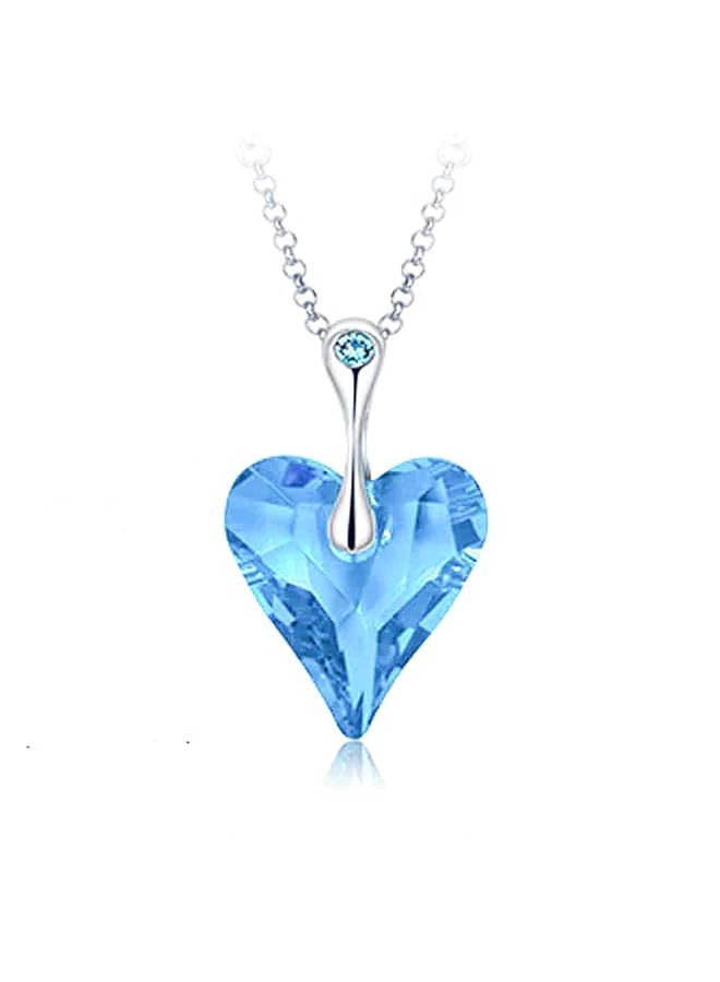 تشيميز أصفر قلادة على شكل قلب من بلورات المحيط الأزرق الكبير للنساء والفتيات - Image 1