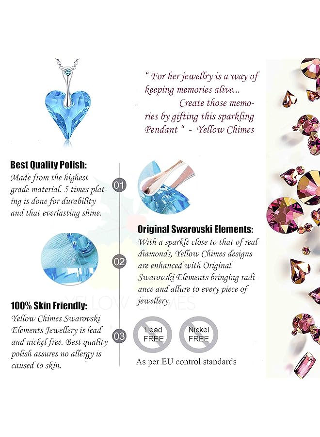 تشيميز أصفر قلادة على شكل قلب من بلورات المحيط الأزرق الكبير للنساء والفتيات - Image 2