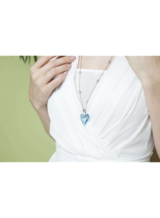 تشيميز أصفر قلادة على شكل قلب من بلورات المحيط الأزرق الكبير للنساء والفتيات - Image 5