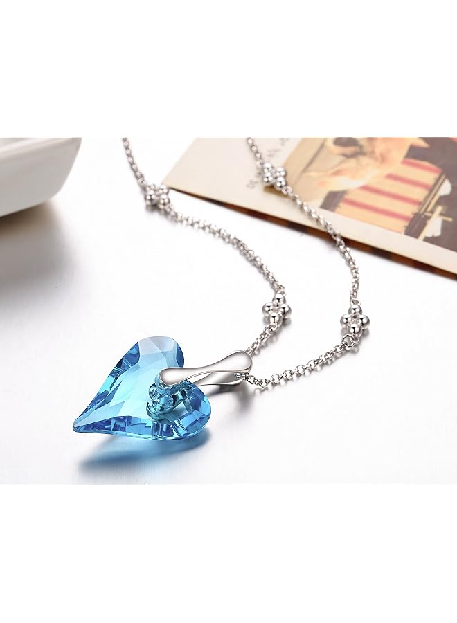 تشيميز أصفر قلادة على شكل قلب من بلورات المحيط الأزرق الكبير للنساء والفتيات - Image 3