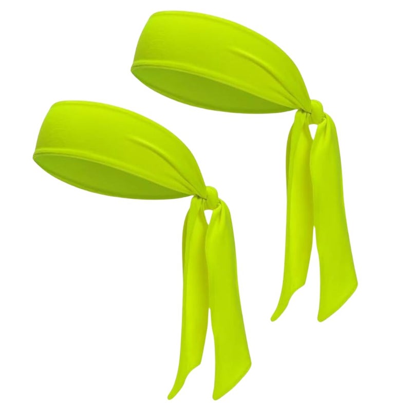 Caiuse Tennis Headbands and Headwraps Set, Sweat-Wicking, for Sports, Exercise and Training, Multi-Use (NEONE 2PC) - Image 1