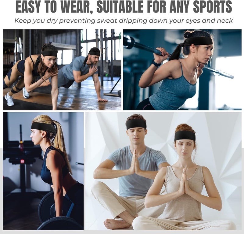 Caiuse Tennis Headbands and Headwraps Set, Sweat-Wicking, for Sports, Exercise and Training, Multi-Use (NEONE 2PC) - Image 5