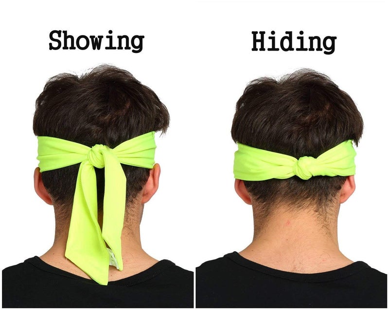 Caiuse Tennis Headbands and Headwraps Set, Sweat-Wicking, for Sports, Exercise and Training, Multi-Use (NEONE 2PC) - Image 2