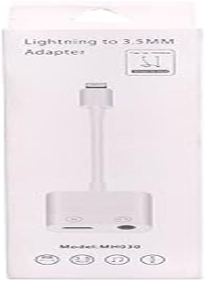 Generic - Lightning to 3.5 aux audio and charger adapter cable for iphone - white - Image 1