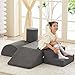 jela Kids Foam Climbing Blocks 6Pcs Soft Play Equipment Toddler Climbing Toys Indoor Soft Play Climbing Set Lightweight Climbing Blocks for Babies Crawling Foam Playset Miss Fabric Darkgrey - Image 2