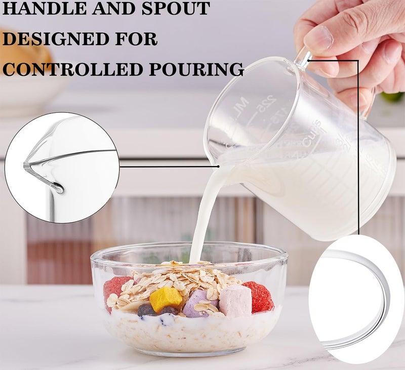 Ackers BORO3.3 Ackers Etched Graduated Glass Measuring Cup - [Insulated Handle | V-Shaped Spout] - High Borosilicate Glass Measuring Cup for Kitchen or Dining, Easy to Read, 250ml (8oz, 1 Cup) - Image 3