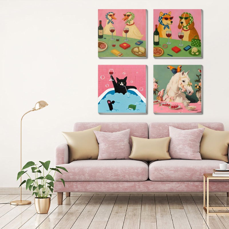 FQOVKYN 4 Packs Funny Animals Paint by Numbers Kit for Adults Beginner, Horse Paint by Numbers with Frame, DIY Crafts Painting by Number for Gift Home Wall Decor 8 * 8 inch - Image 4