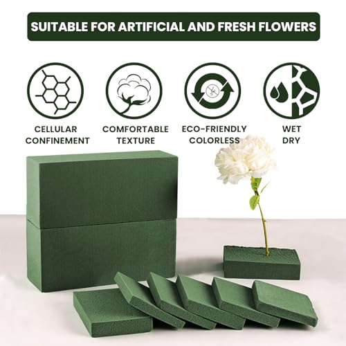 Ortarco 3 Pack Floral Foam Blocks (5.5" x 3.1" x 1.7") Wet and Dry Flower Foam for Flower Arrangements Supplies, Flower Foam Blocks for Fresh or Artificial Flowers in Art, Crafts and DIY Decorations - Image 3