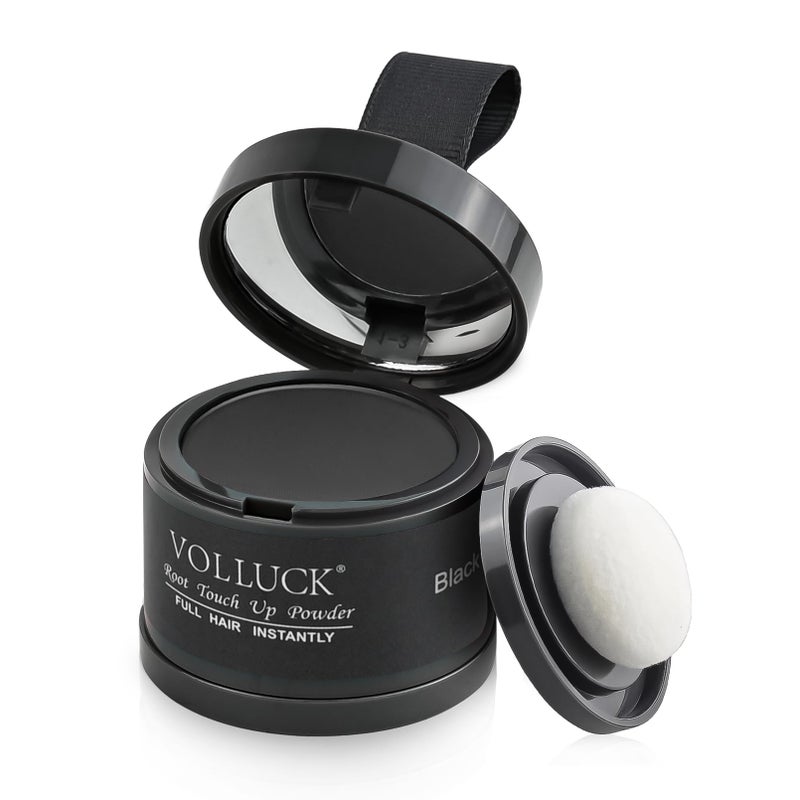 VOLLUCK Root Touch up Powder, Instant Hairline Powder for Thinning Areas and Gray Hair Coverage, Natural and Non-greasy Root Cover up for Women and Men (Black, 0.14 Ounce) - Image 1