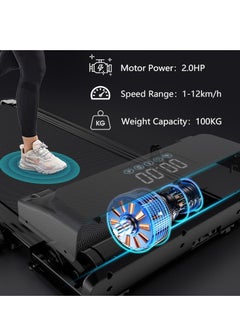 Sky Land Foldable Treadmill for Home Use | Under-Desk Walking Pad with 2HP Quiet Motor | 1-12km/h Speed | Compact Running/Walking Machine with LED Display, Remote Control, & Max 100kg Capacity – EM-1305  - Image 4