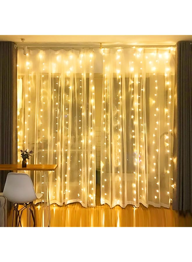 erorex 300 Led 9.8Ft X9.8Ft Warm White Fairy Lights Indoor Outdoor Waterproof Usb Powered 8 Lighting Modes Curtain String Lights - Image 1