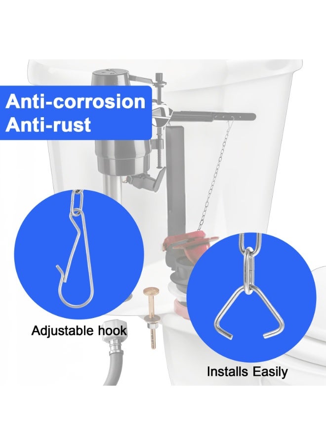 SANMUGEED 6 Pcs Stainless Steel Toilets Handle Chains 9.8 inch Toilet Flapper Chain Toilets Flush Lift Chains Universal Toilet Chain Replacement with Hook Ring Flush Flapper Strings for Most Toiletes Flappers - Image 5