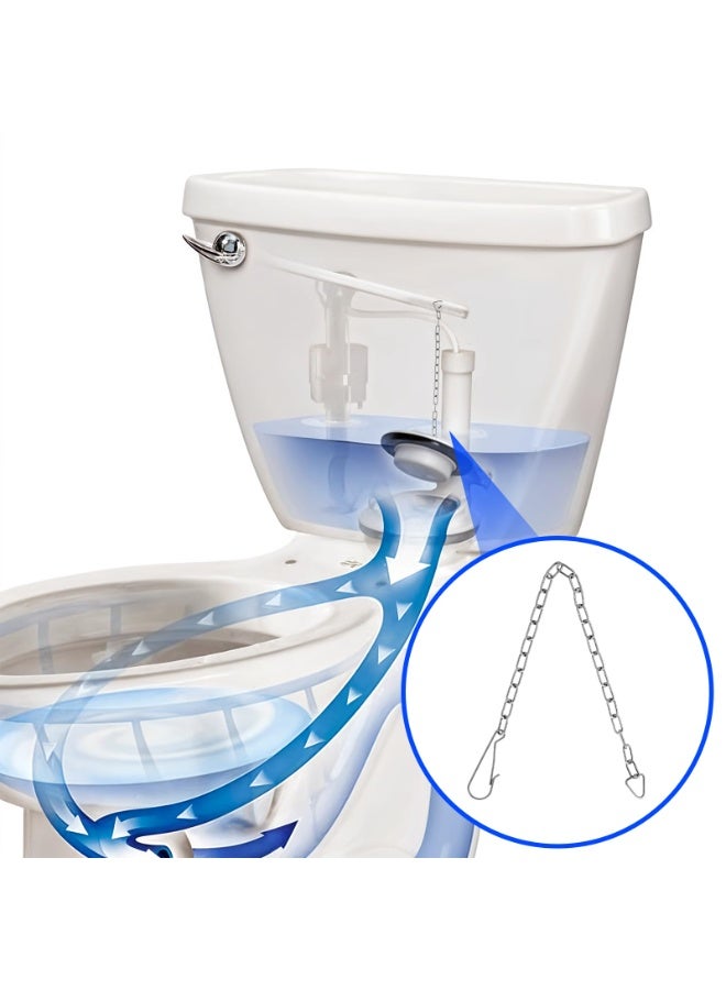 SANMUGEED 6 Pcs Stainless Steel Toilets Handle Chains 9.8 inch Toilet Flapper Chain Toilets Flush Lift Chains Universal Toilet Chain Replacement with Hook Ring Flush Flapper Strings for Most Toiletes Flappers - Image 2