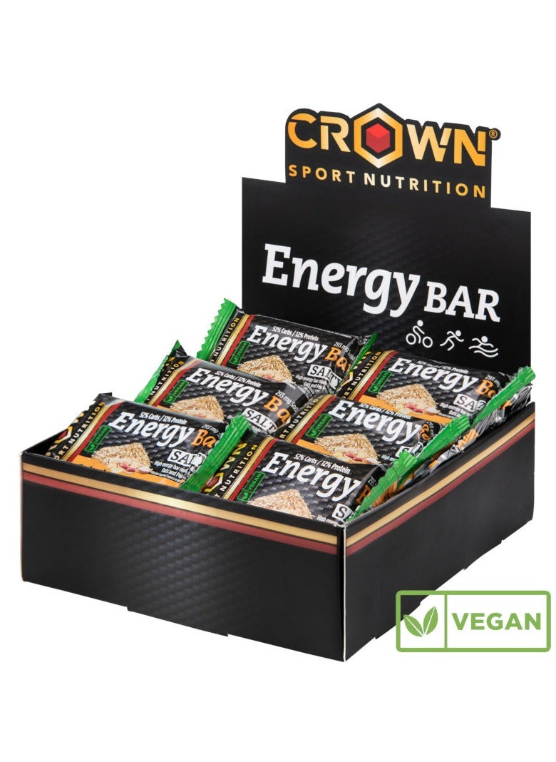 CROWN SPORT NUTRITION Crown Sport Nutrition Vegan Energy Bar, Salted Peanut Flavor, Box of 12 Units 60 Grams  - Image 1