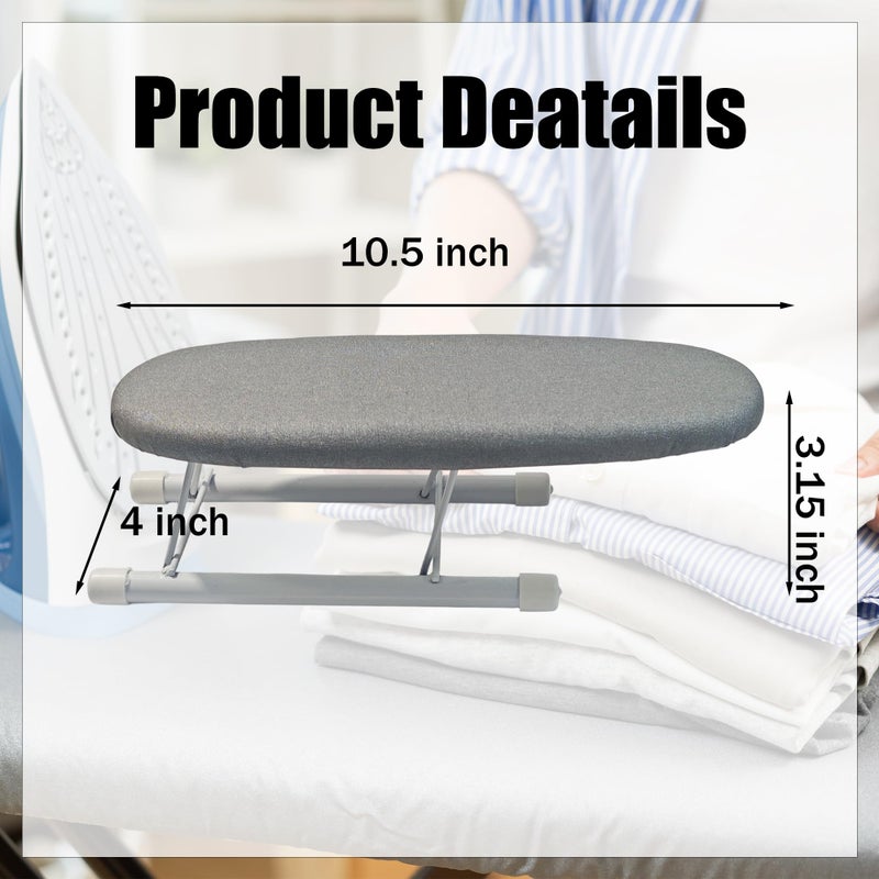 Aogigigio Mini Ironing Board Tabletop - Portable Folding Small Ironing Board with Black Velvet Drawstring Storage Bag, Compact Travel Iron Board for Sleeves, Collars and Small Areas - Image 2