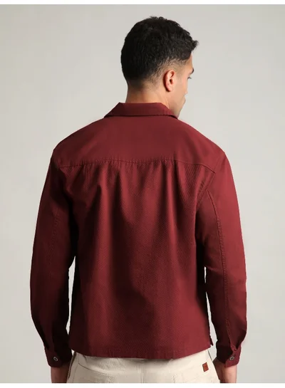 بيونغ French Wine Solid Multipocket Shacket