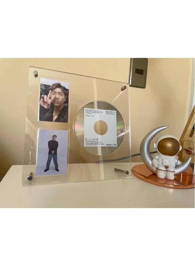 Kpop Acrylic Al CD/Photo Card Display Stand, Holds 2 Photo Cards Display Frame Clear Shelf Photo Card Display Frame Photo Card Holder  - Image 5