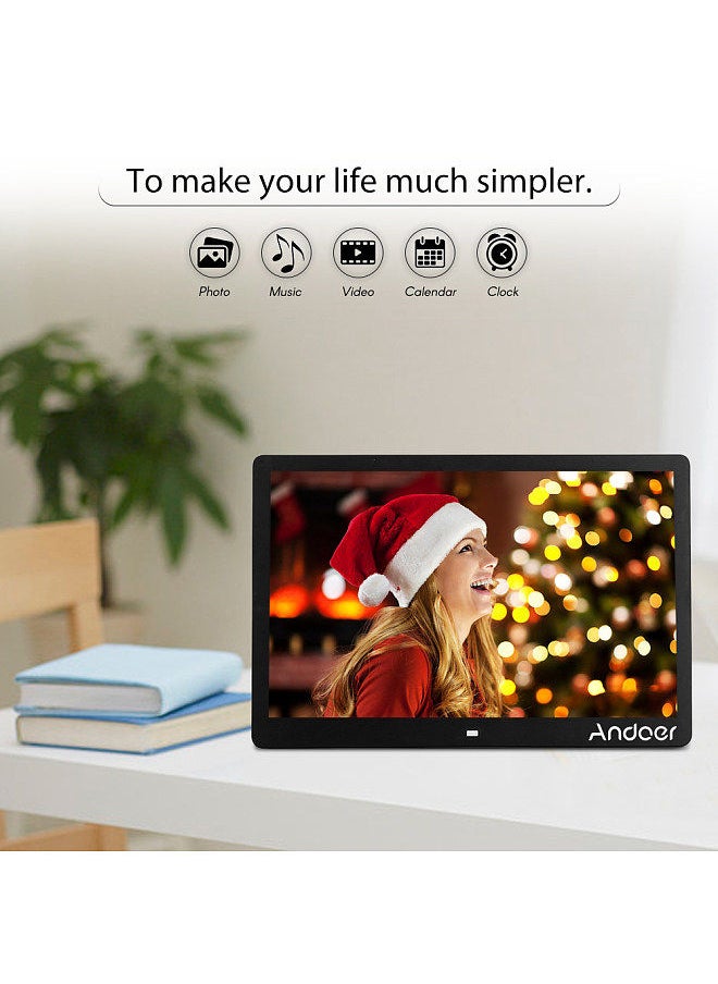 Andoer 17inch LED Digital Photo Frame 1080P High Resolution Electronic Picture Frame MP3 MP4 Video Player Clock Calendar with Remote Control