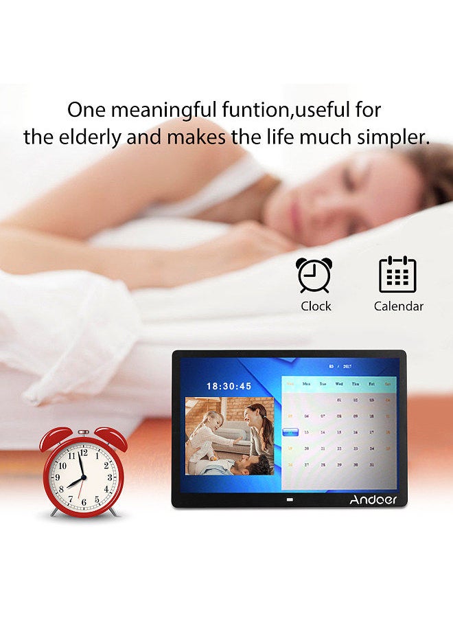 Andoer 17inch LED Digital Photo Frame 1080P High Resolution Electronic Picture Frame MP3 MP4 Video Player Clock Calendar with Remote Control