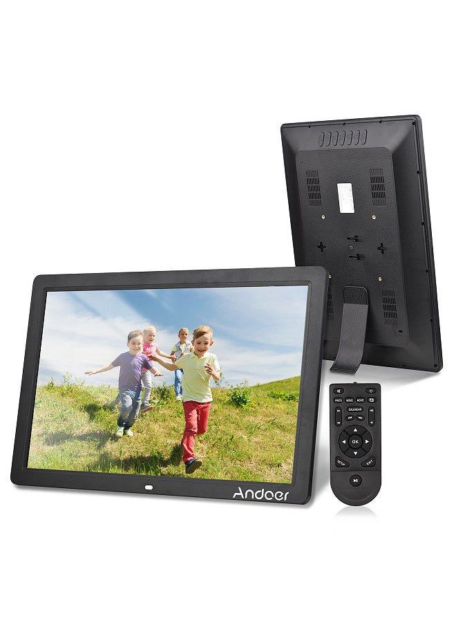 Andoer 17inch LED Digital Photo Frame 1080P High Resolution Electronic Picture Frame MP3 MP4 Video Player Clock Calendar with Remote Control