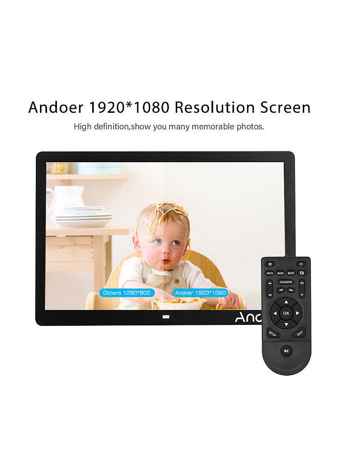 Andoer 17inch LED Digital Photo Frame 1080P High Resolution Electronic Picture Frame MP3 MP4 Video Player Clock Calendar with Remote Control