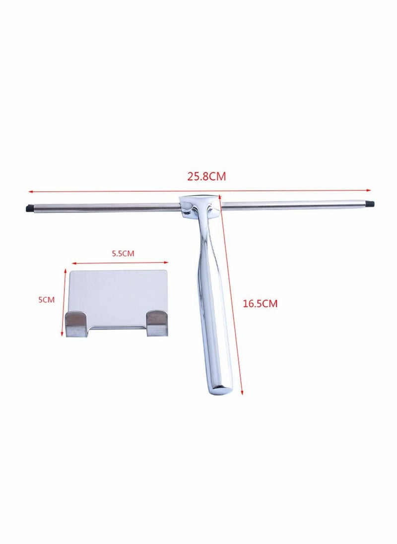 Excefore - Shower Squeegee, Window Wiper Stainless Steel Window Cleaner With Self Adhesive Hook, Replaceable Wiper Blades Cleansing for Bathroom Household Kitchen Mirror Window Car Glass Shower Door - Image 1