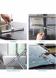 Shower Squeegee, Window Wiper Stainless Steel Window Cleaner With Self Adhesive Hook, Replaceable Wiper Blades Cleansing for Bathroom Household Kitchen Mirror Window Car Glass Shower Door - pzsku/ZED7233E7FF3754ACD716Z/45/_/1659060486/96b7d710-a068-4a92-b930-bece4f8a808d