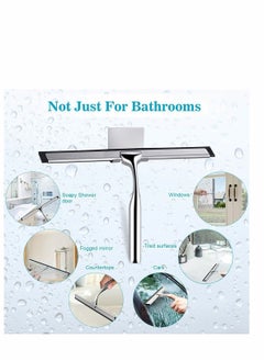 Shower Squeegee, Window Wiper Stainless Steel Window Cleaner With Self Adhesive Hook, Replaceable Wiper Blades Cleansing for Bathroom Household Kitchen Mirror Window Car Glass Shower Door - pzsku/ZED7233E7FF3754ACD716Z/45/_/1659060486/b0914434-6e46-4ac7-a17a-40392157c0c7