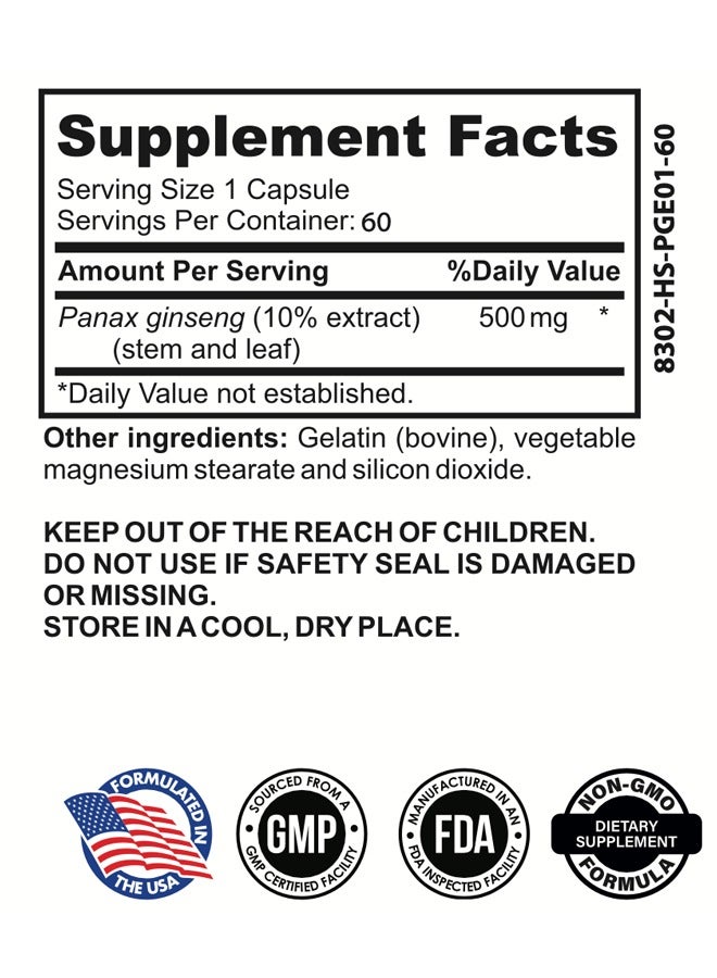 ايدبلس باناكس جينسنغ - ٦٠ كبسولة (٥٠٠ ملغ) | مكمل عشبي للطاقة والحيوية - Image 2