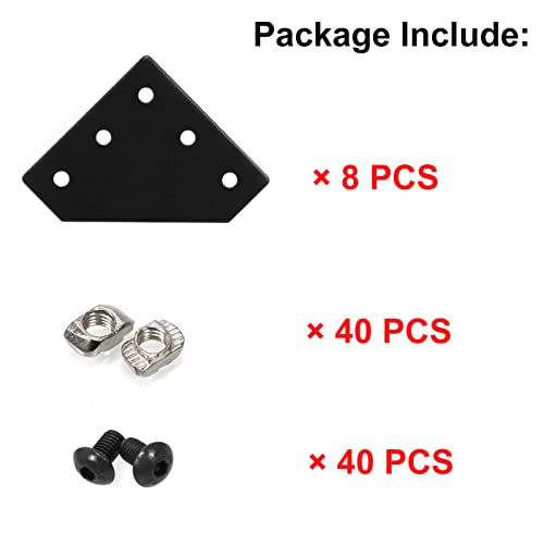 SeekLiny 2020 Aluminum Extrusion Connector Bracket Set Included 8PCS Joint Plates,1Pcs M3 Wrench,40Pcs M5 T-Slot Nuts and 40Pcs M5x8mm Screws for 2020 Series Aluminum Profile 3D Printer Frame - Image 3