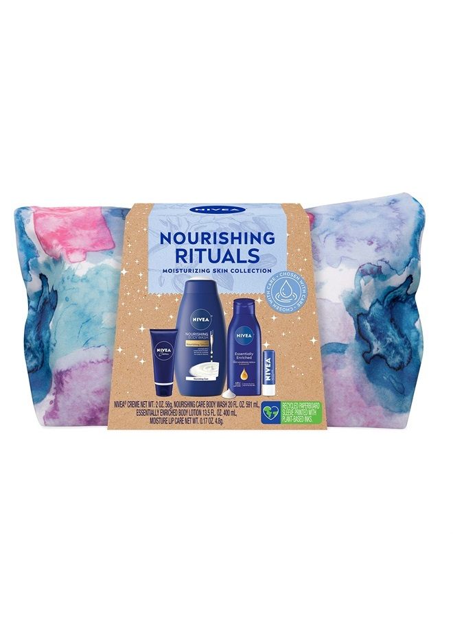 Nivea Skin Care Set For Her, Nourishing Body Wash, Moisturizing Body Lotion, Lip Balm Stick with Shea Butter, & Multi Purpose Face, Body & Foot Cream, 4 Piece Gift Set - Image 1