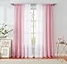 Purainbow Purainbow Pink Ombre Chiffon Sheer Window Curtain Panels 63 Inch Long Crinkle Voile Sheer Curtains for Living Room Kids  - Image 2
