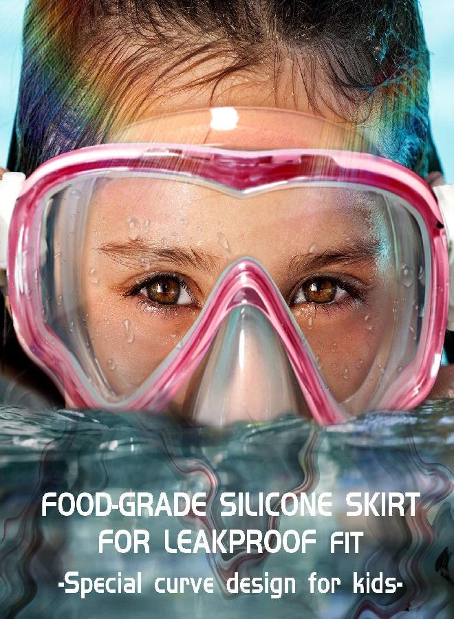 Seago Kids Snorkel Mask Swim Diving Scuba Mask Snorkel Gear for Kids Boys Girls Youth, Anti-Fog 180° Panoramic View Soft Silicone Skirt Kids Pool Underwater Swim Goggles with Nose Cover, Snorkel Equipment - Image 3