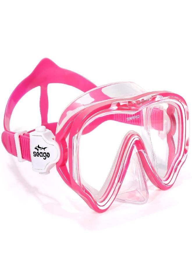 Seago Kids Snorkel Mask Swim Diving Scuba Mask Snorkel Gear for Kids Boys Girls Youth, Anti-Fog 180° Panoramic View Soft Silicone Skirt Kids Pool Underwater Swim Goggles with Nose Cover, Snorkel Equipment - Image 1