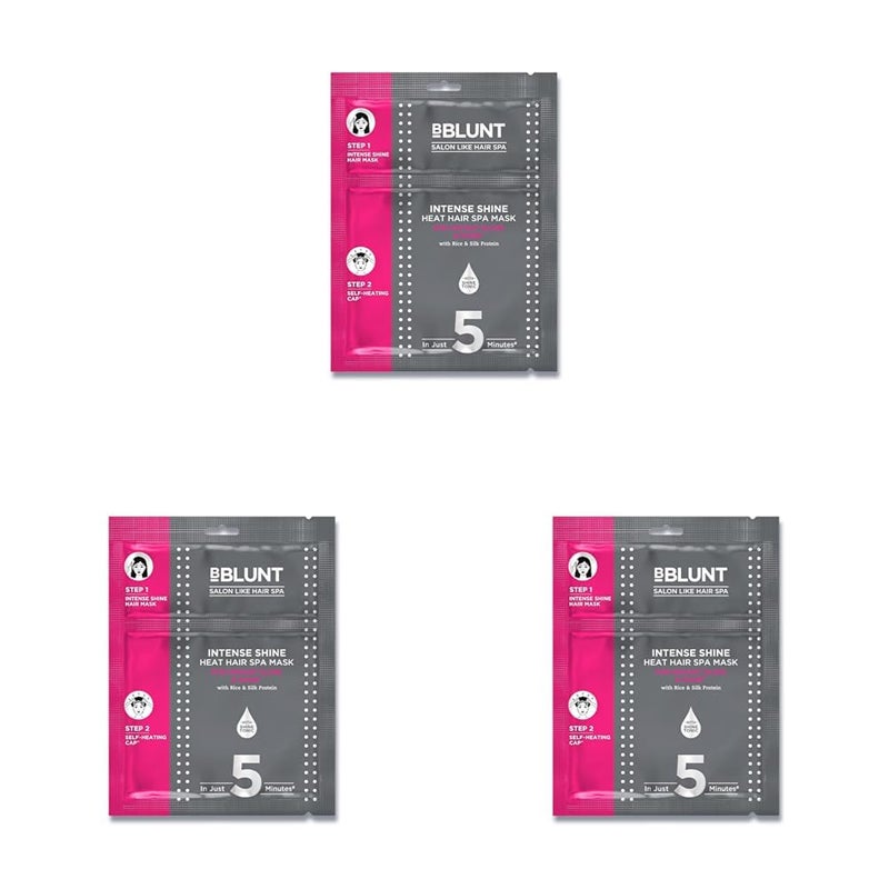 BBLUNT Intense Shine Heat Hair Spa Mask with Rice Silk Protein for SalonLike Hair Spa at Home 70 g Pack of 3